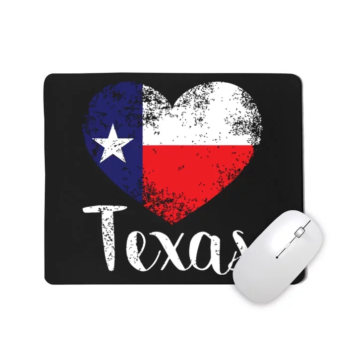 Texas United States Vintage State Flag In Heart Mousepad