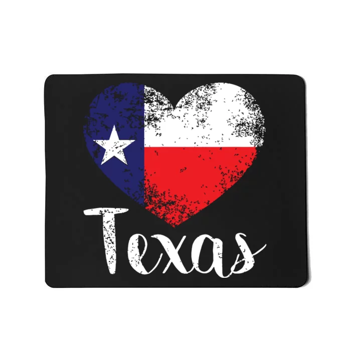 Texas United States Vintage State Flag In Heart Mousepad