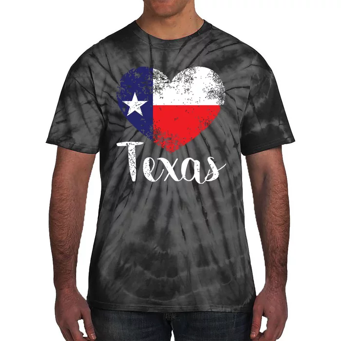 Texas United States Vintage State Flag In Heart Tie-Dye T-Shirt