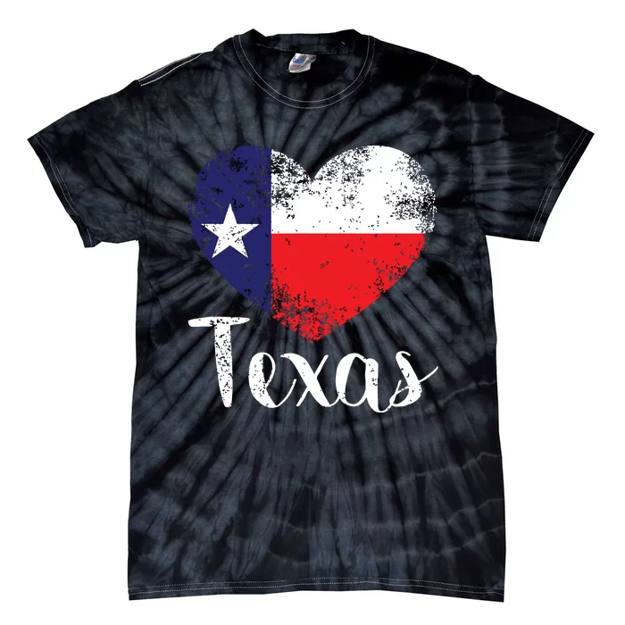 Texas United States Vintage State Flag In Heart Tie-Dye T-Shirt