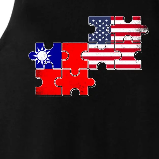 Taiwan Usa Taiwanese American Flag Gift Ladies Tri-Blend Wicking Tank