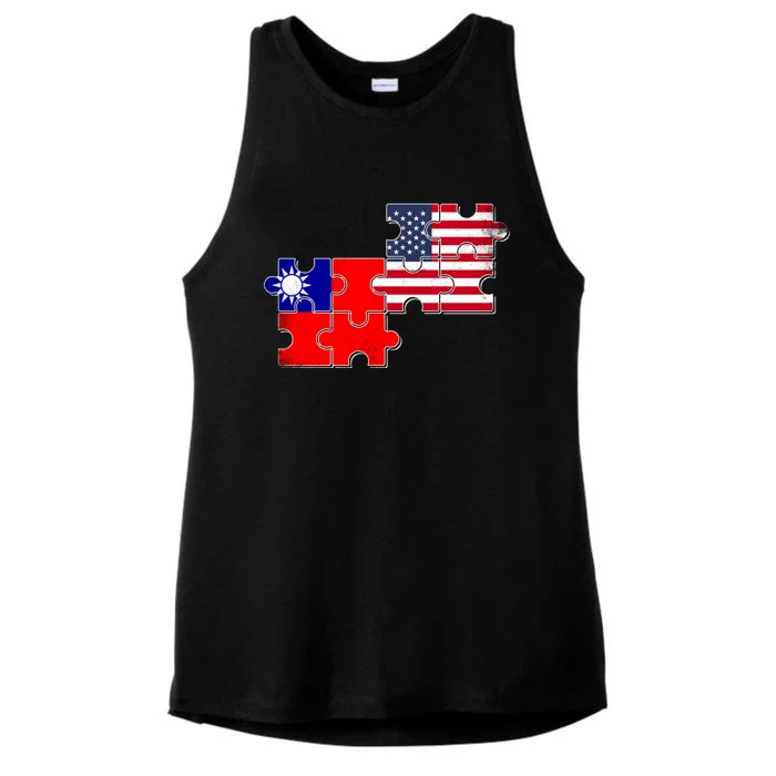 Taiwan Usa Taiwanese American Flag Gift Ladies Tri-Blend Wicking Tank