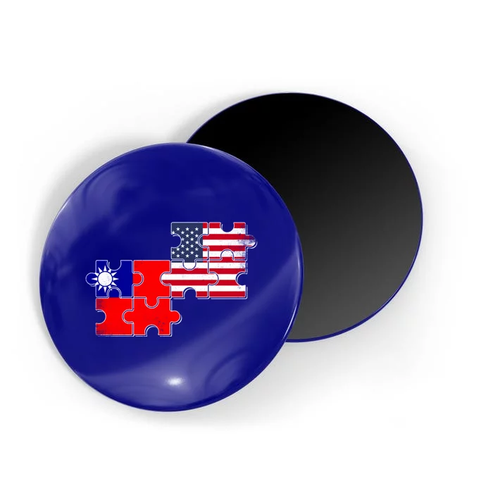 Taiwan Usa Taiwanese American Flag Gift Magnet