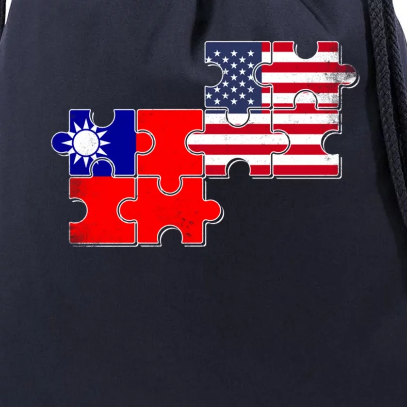 Taiwan Usa Taiwanese American Flag Gift Drawstring Bag