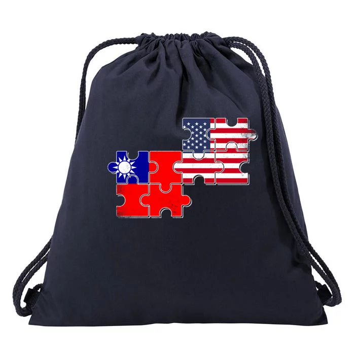 Taiwan Usa Taiwanese American Flag Gift Drawstring Bag