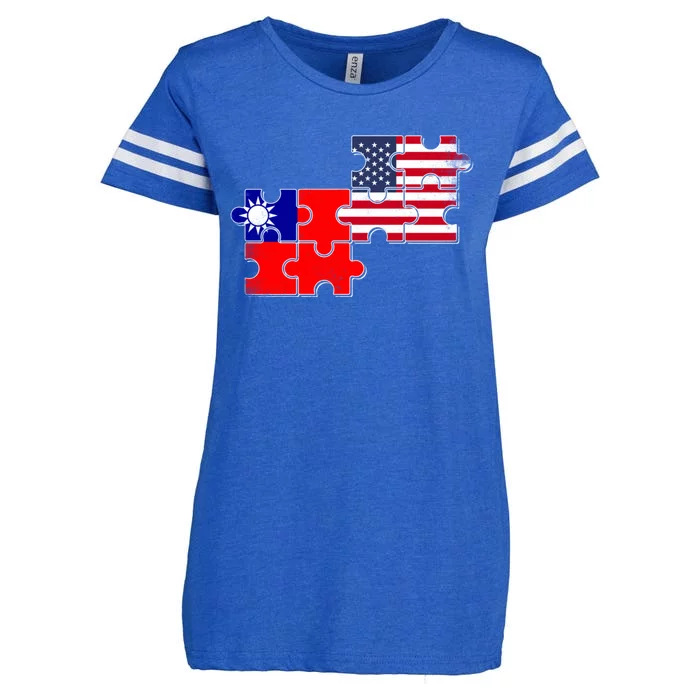 Taiwan Usa Taiwanese American Flag Gift Enza Ladies Jersey Football T-Shirt