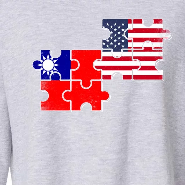 Taiwan Usa Taiwanese American Flag Gift Cropped Pullover Crew