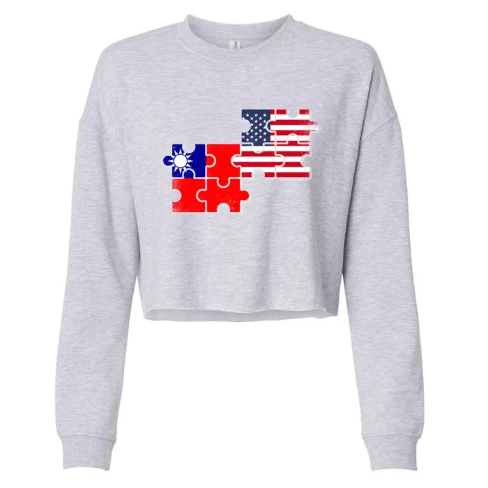 Taiwan Usa Taiwanese American Flag Gift Cropped Pullover Crew