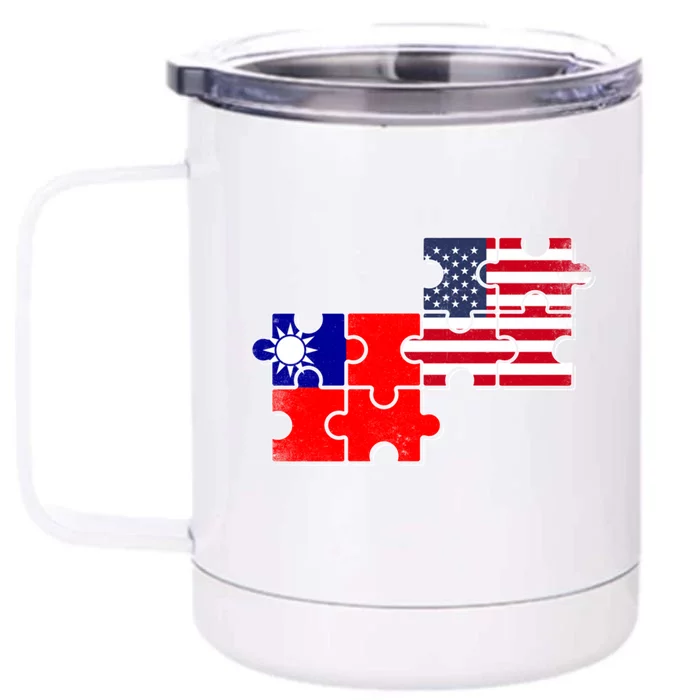 Taiwan Usa Taiwanese American Flag Gift Front & Back 12oz Stainless Steel Tumbler Cup