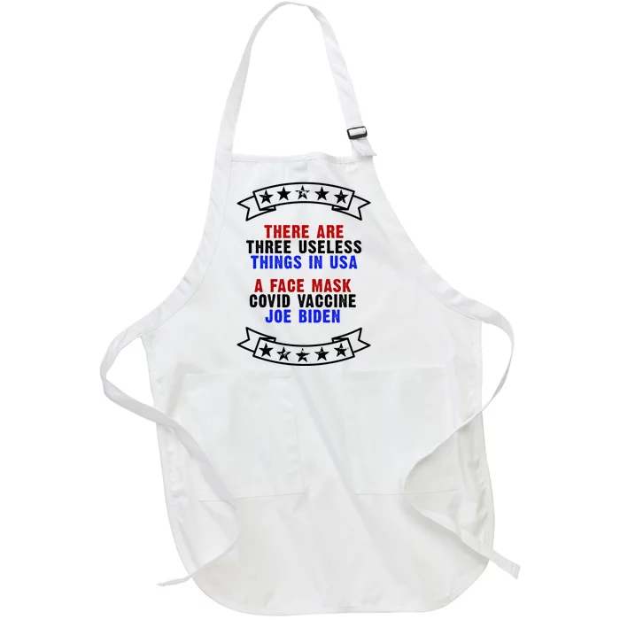 Three Useless Things In USA Face Vaccine Joe Biden Full-Length Apron With Pocket