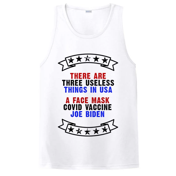 Three Useless Things In USA Face Vaccine Joe Biden Performance Tank