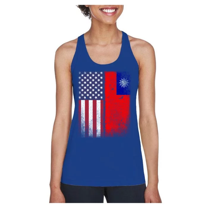 Taiwan Usa Taiwanese American Flag Pride Gift Women's Racerback Tank