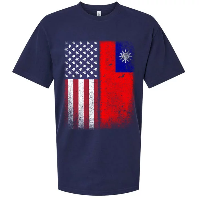 Taiwan Usa Taiwanese American Flag Pride Gift Sueded Cloud Jersey T-Shirt