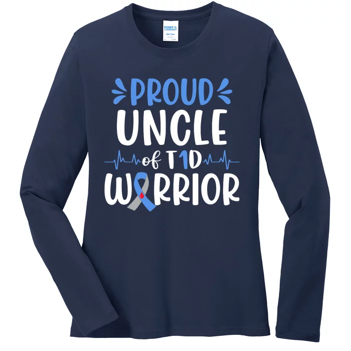 T1D Uncle Type 1 Diabetes Awareness Gift Ladies Long Sleeve Shirt