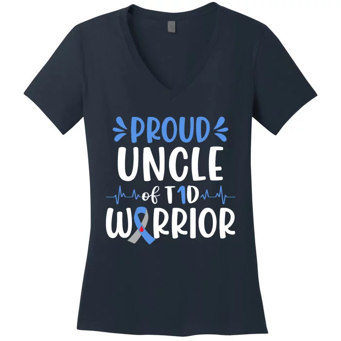 T1D Uncle Type 1 Diabetes Awareness Gift Women's V-Neck T-Shirt