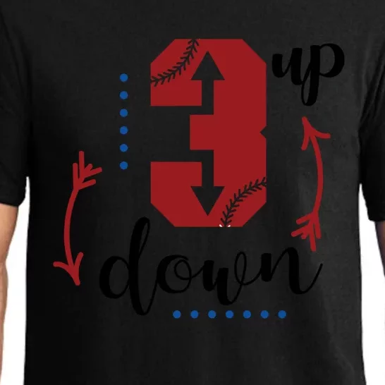 Three Up Three Down Baseball Game Three Batters Design Great Gift Pajama Set