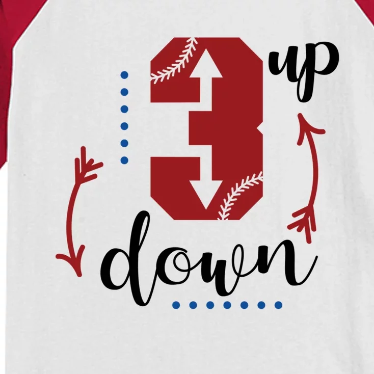 Three Up Three Down Baseball Game Three Batters Design Great Gift Kids Colorblock Raglan Jersey