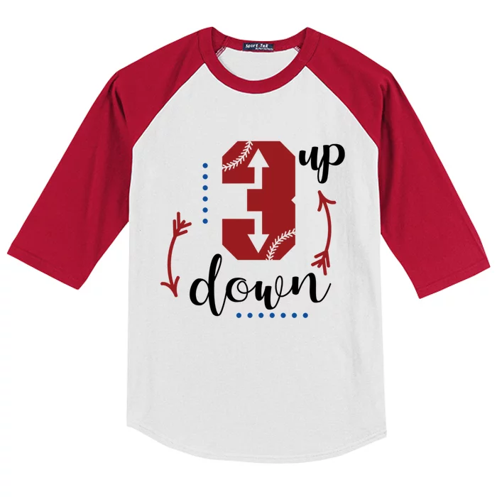 Three Up Three Down Baseball Game Three Batters Design Great Gift Kids Colorblock Raglan Jersey