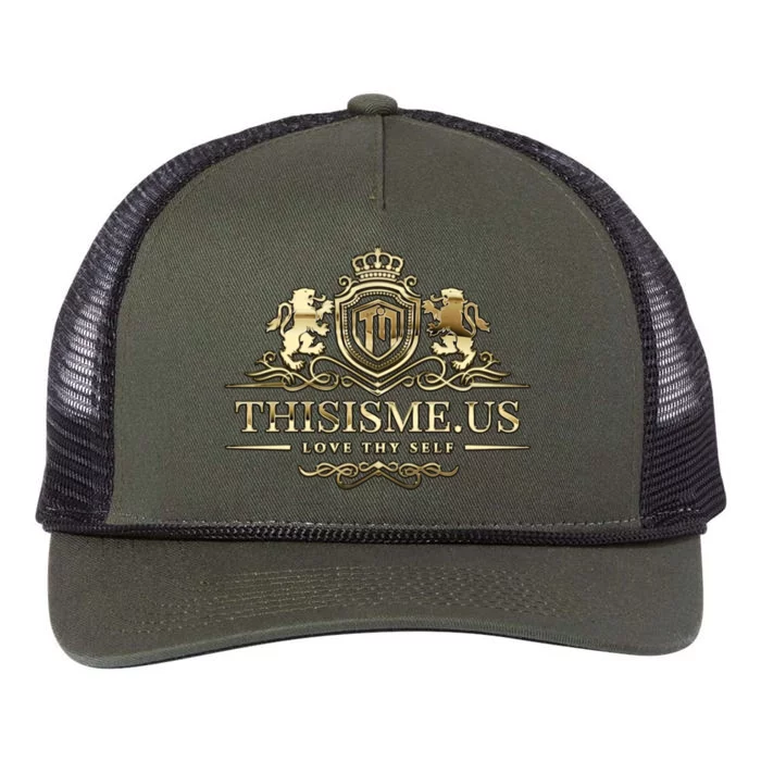 Thisisme Us The Gold Crest Funny Gift Retro Rope Trucker Hat Cap