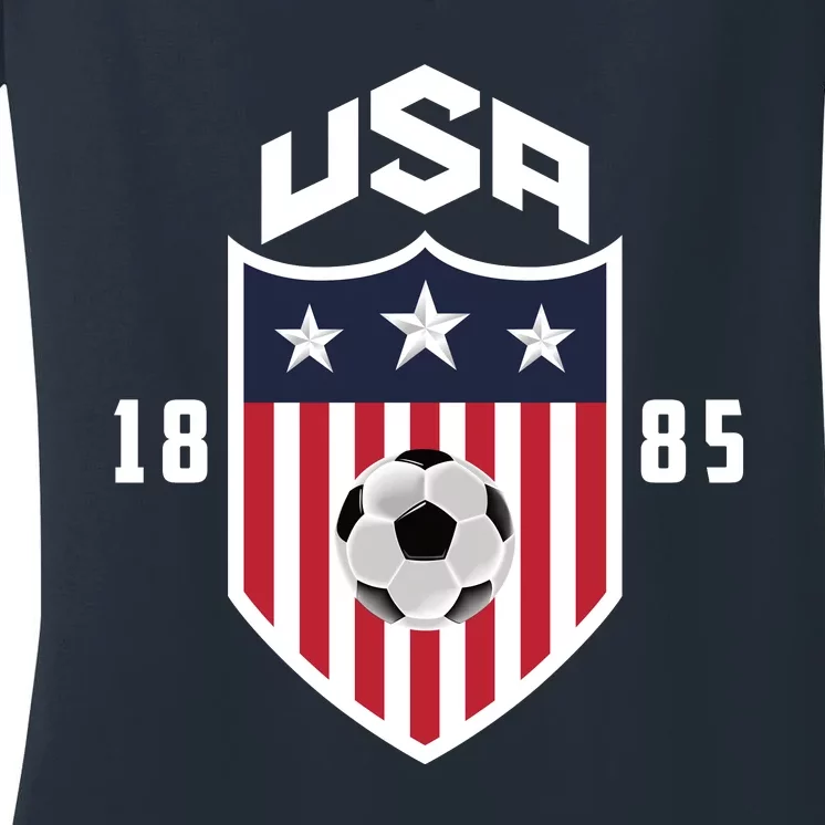 USA Soccer Team 1885 American US Soccer Team Fan Women's V-Neck T-Shirt