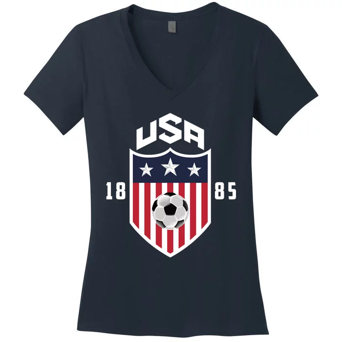 USA Soccer Team 1885 American US Soccer Team Fan Women's V-Neck T-Shirt