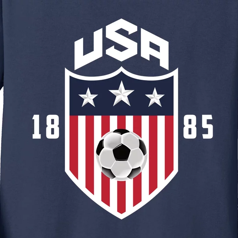 USA Soccer Team 1885 American US Soccer Team Fan Kids Long Sleeve Shirt