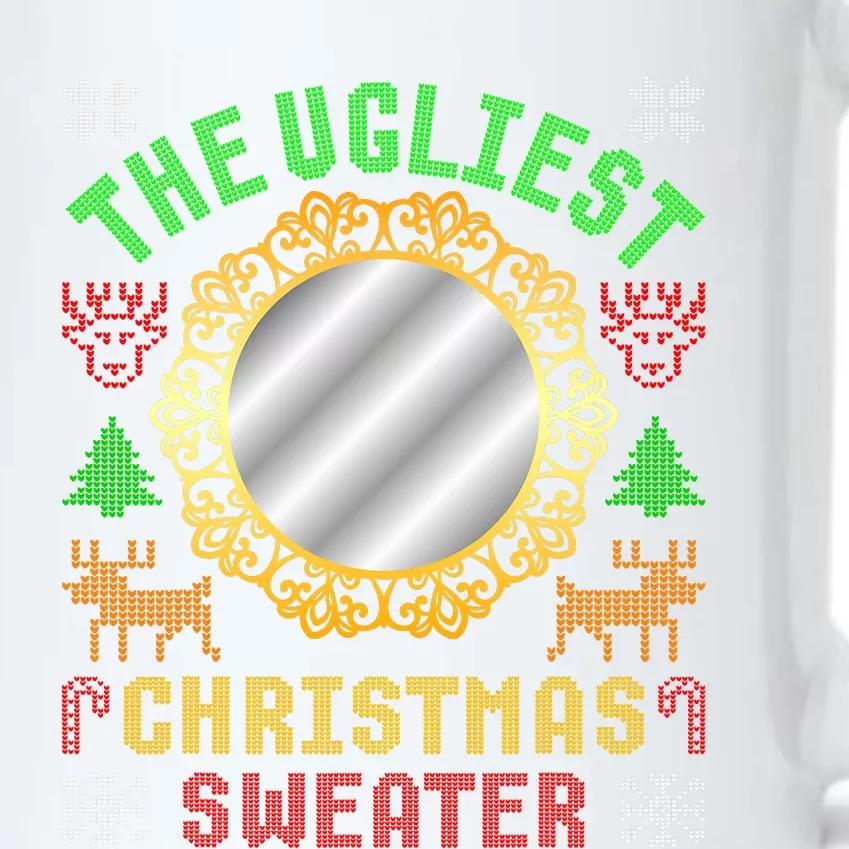 The Ugliest Ugly Christmas Sweater With Mirror Funny Xmas Black Color Changing Mug