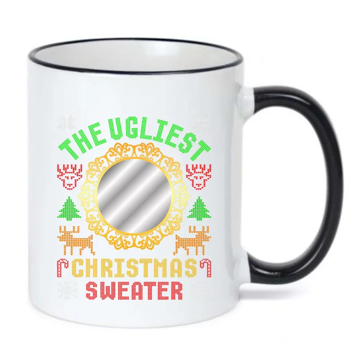 The Ugliest Ugly Christmas Sweater With Mirror Funny Xmas Black Color Changing Mug