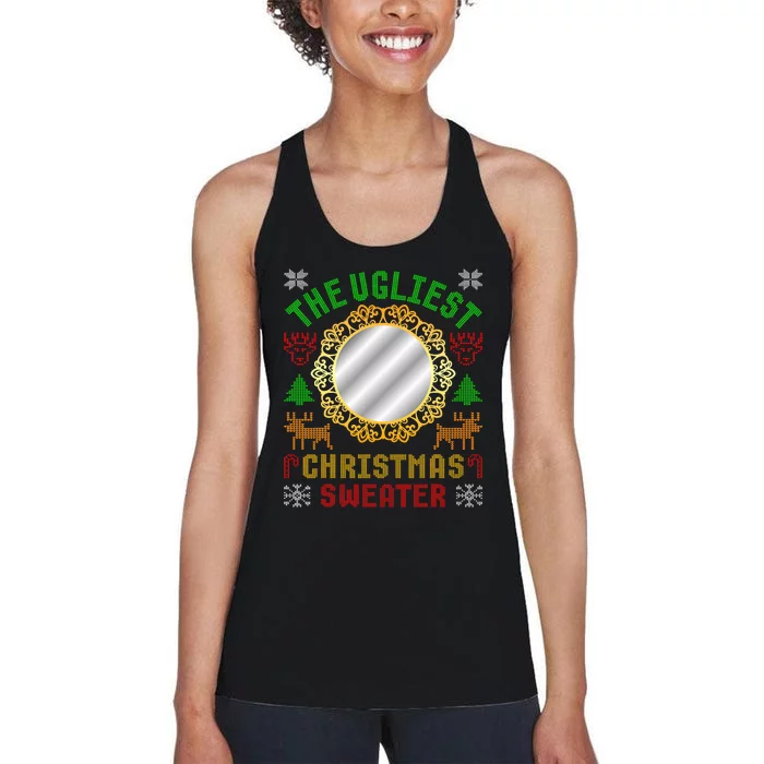 The Ugliest Ugly Christmas Sweater With Mirror Funny Xmas Women's Racerback Tank