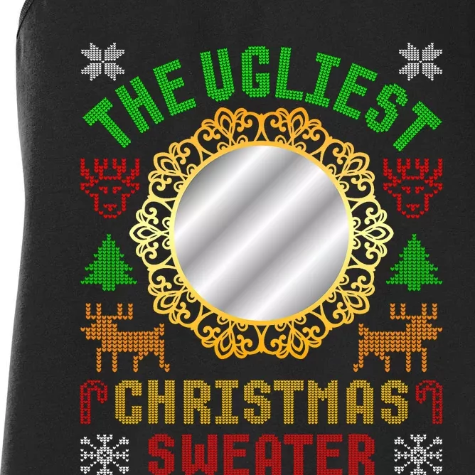 The Ugliest Ugly Christmas Sweater With Mirror Funny Xmas Women's Racerback Tank