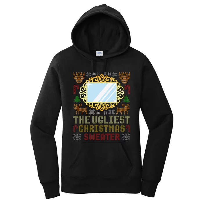 The Ugliest Ugly Christmas Sweater With Mirror Funny Xmas Women's Pullover Hoodie