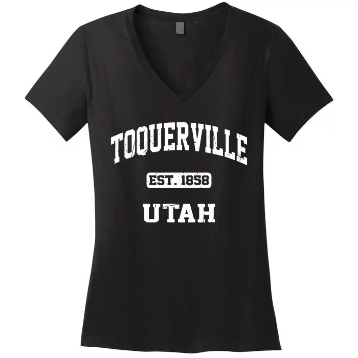 Toquerville Utah Ut Vintage State Athletic Style Women's V-Neck T-Shirt