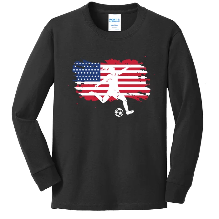 Team US United States Women’s National Scooer Team Kids Long Sleeve Shirt