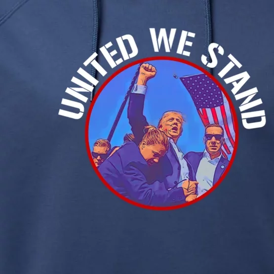 Trump United We Stand Trump Never Surrender Gift Performance Fleece Hoodie