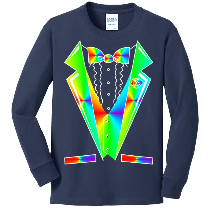 Tux Tuxedo With Pockets Rose Tie Dye Kids Long Sleeve Shirt