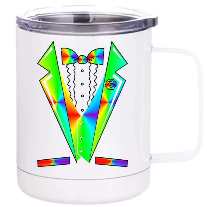 Tux Tuxedo With Pockets Rose Tie Dye Front & Back 12oz Stainless Steel Tumbler Cup