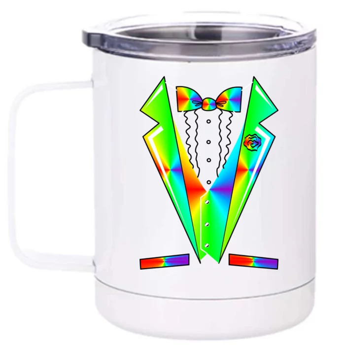 Tux Tuxedo With Pockets Rose Tie Dye Front & Back 12oz Stainless Steel Tumbler Cup