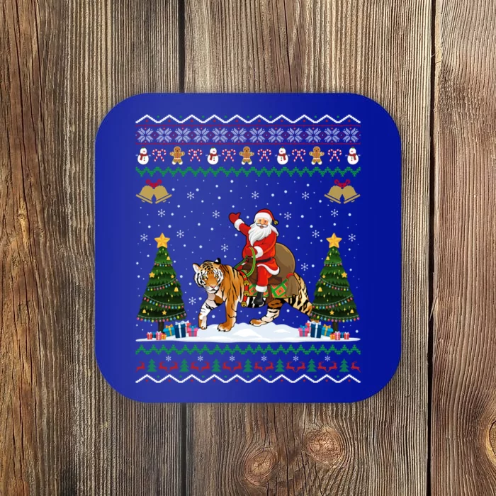 Tiger Ugly Xmas Gift Funny Santa Riding Tiger Christmas Great Gift Coaster