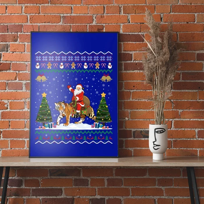 Tiger Ugly Xmas Gift Funny Santa Riding Tiger Christmas Gift Poster