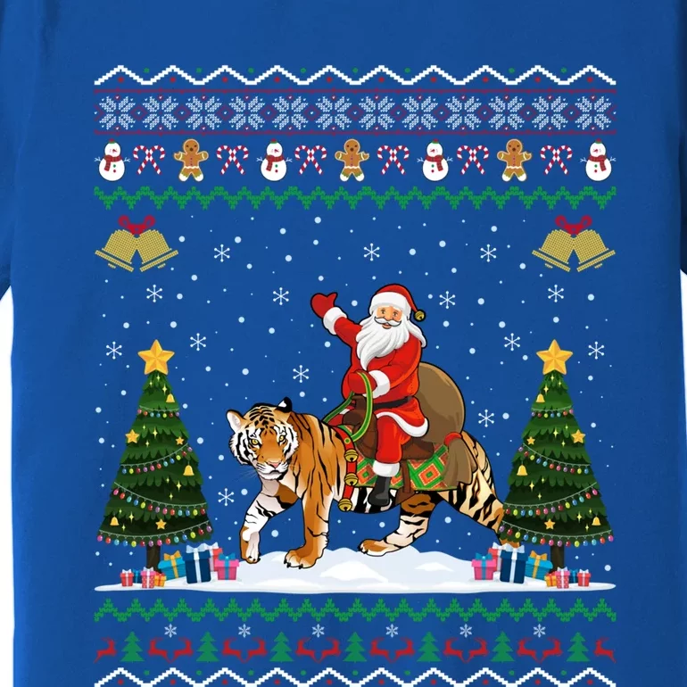 Tiger Ugly Xmas Gift Funny Santa Riding Tiger Christmas Gift Premium T-Shirt