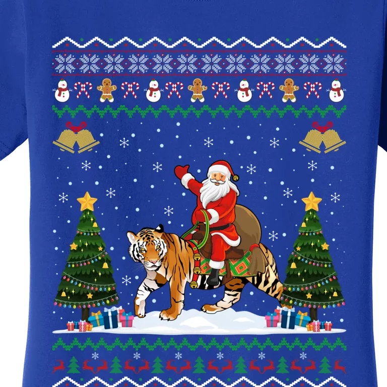 Tiger Ugly Xmas Gift Funny Santa Riding Tiger Christmas Gift Women's T-Shirt