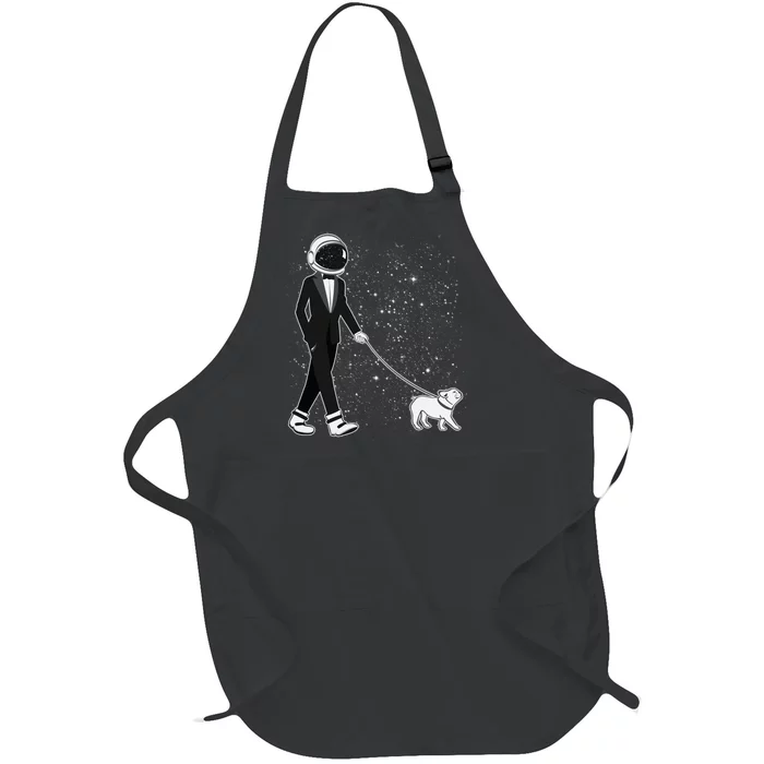 Tuxedo Astronaut Walking Dog Full-Length Apron With Pocket