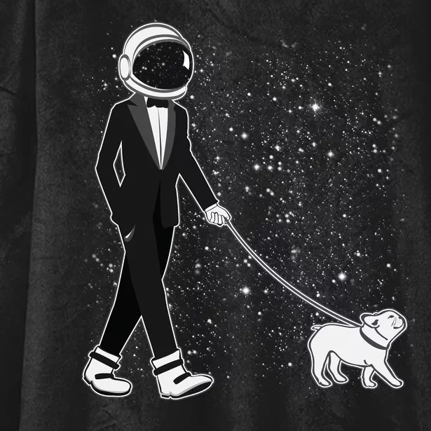 Tuxedo Astronaut Walking Dog Hooded Wearable Blanket