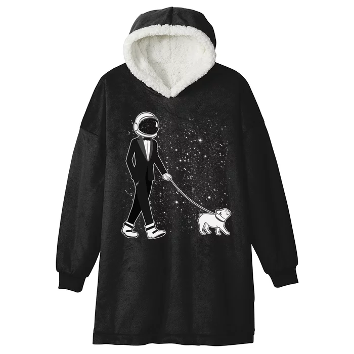 Tuxedo Astronaut Walking Dog Hooded Wearable Blanket