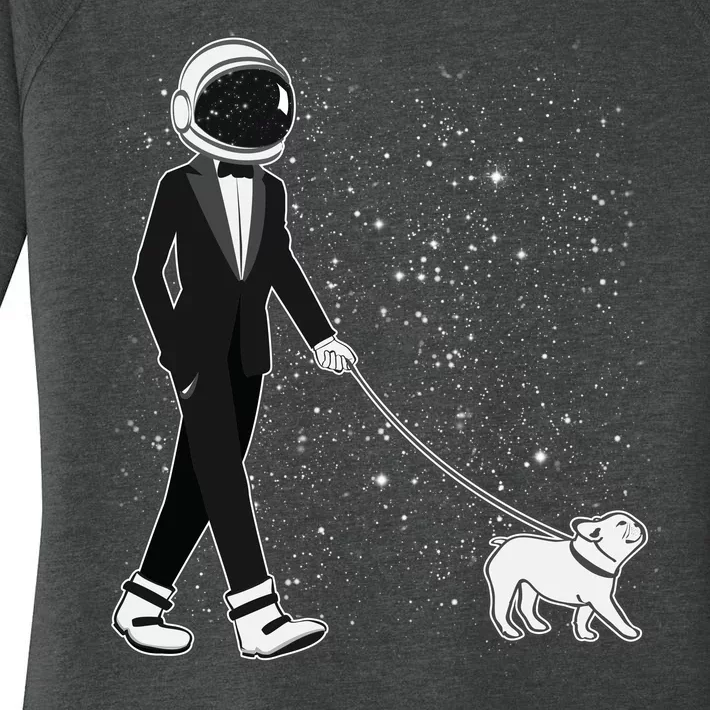 Tuxedo Astronaut Walking Dog Women's Perfect Tri Tunic Long Sleeve Shirt