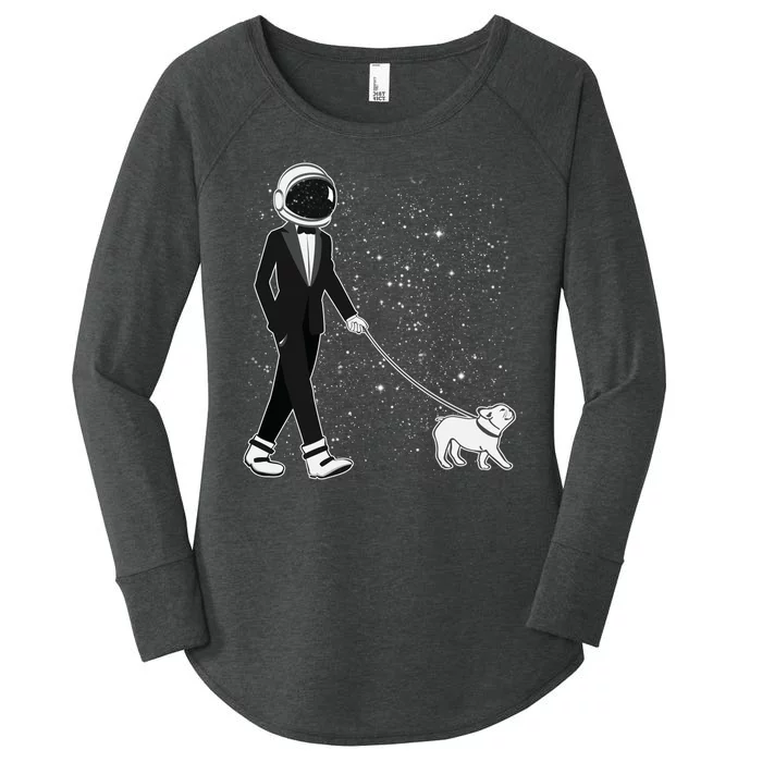 Tuxedo Astronaut Walking Dog Women's Perfect Tri Tunic Long Sleeve Shirt