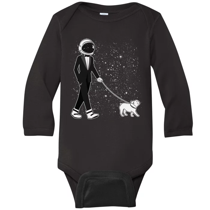 Tuxedo Astronaut Walking Dog Baby Long Sleeve Bodysuit