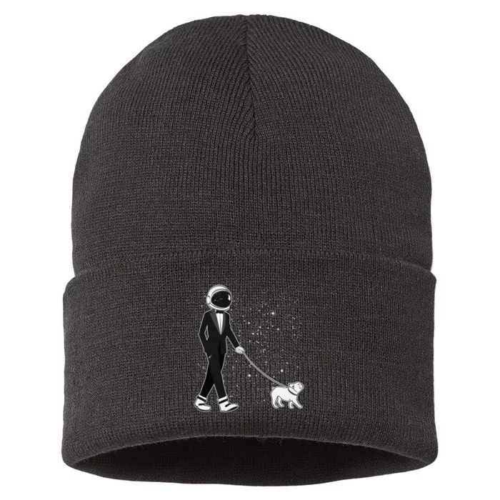 Tuxedo Astronaut Walking Dog Sustainable Knit Beanie