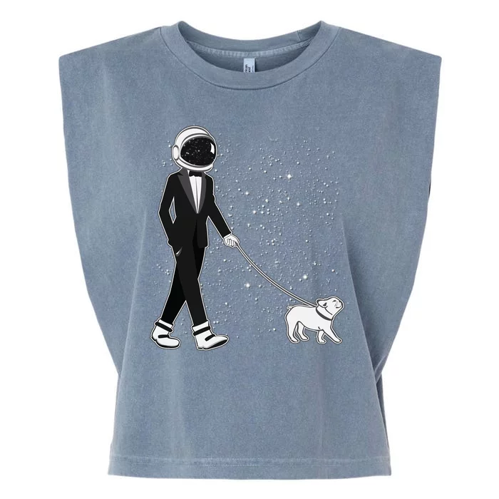 Tuxedo Astronaut Walking Dog Garment-Dyed Women's Muscle Tee