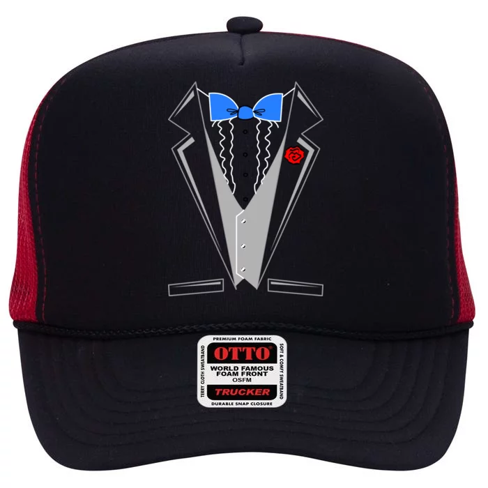 Tuxedo Suit Bachelor Party High Crown Mesh Trucker Hat